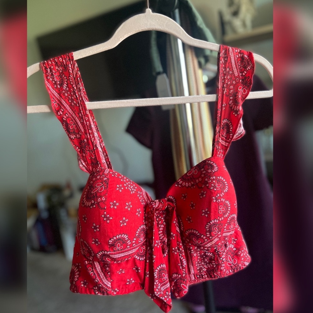 Red Bandana Style Top